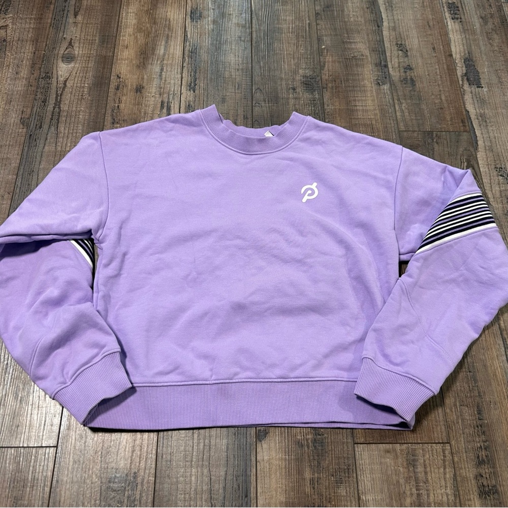 Womens Peloton‎ Small S Purple Sweatshirt Pullover Crewneck Sweater Cropped